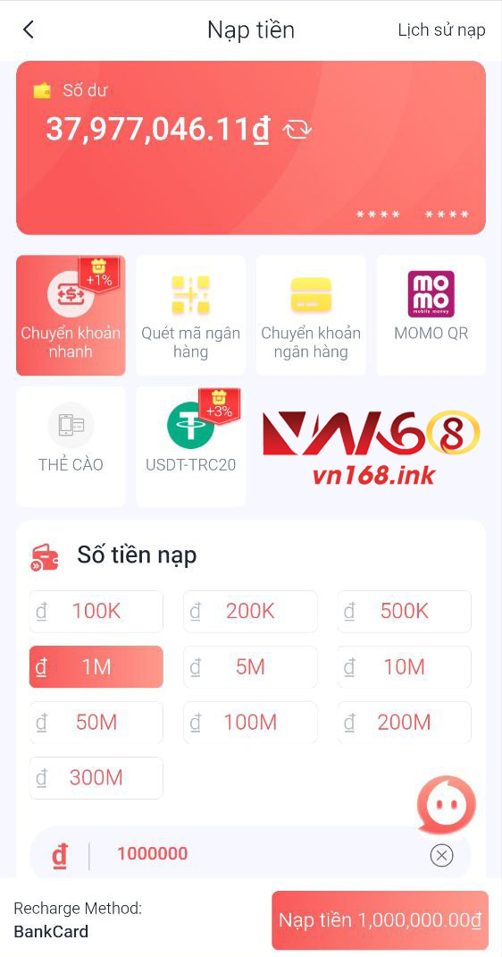 Hướng Dẫn Nạp Tiền VN168 Đơn Giản Và Nhanh Chóng